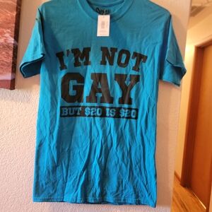 Spencer's Blue Graphic Tee with Black Text